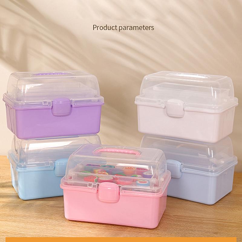 3-Tier Foldable Storage Box Children's Hair Accessories Organizer with Handles- Cute Jewelry Case Portable Medicine Cabinet