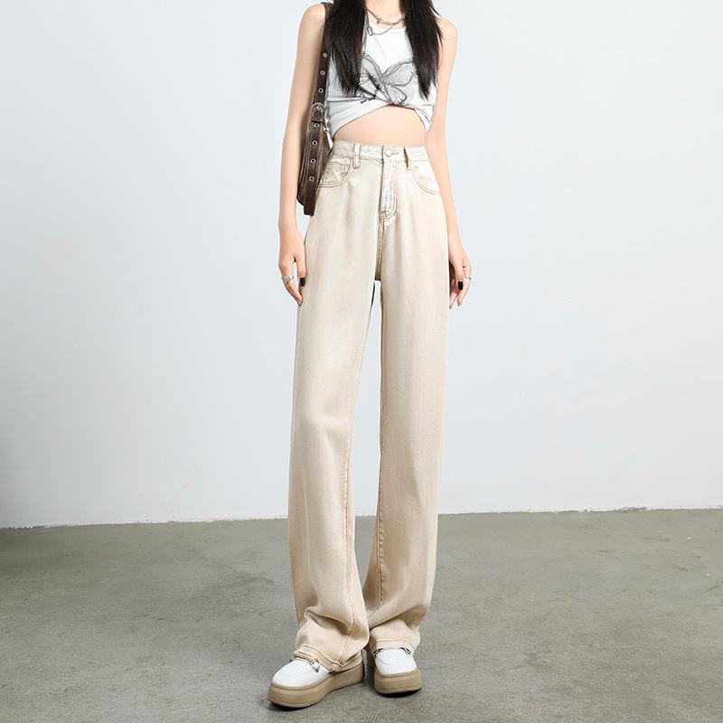 Теннисные джинсы для женщин на лето, новые широкие свободные тонкие шелковые прямые брюки