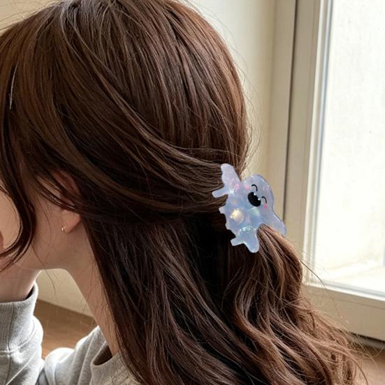 Halloween Party Hair Clip Claw, Cute Ghost Gripper, Firm Grip with Smiling Face Shimmer for Medium Long Hair, Comfortable Stylish Accessories