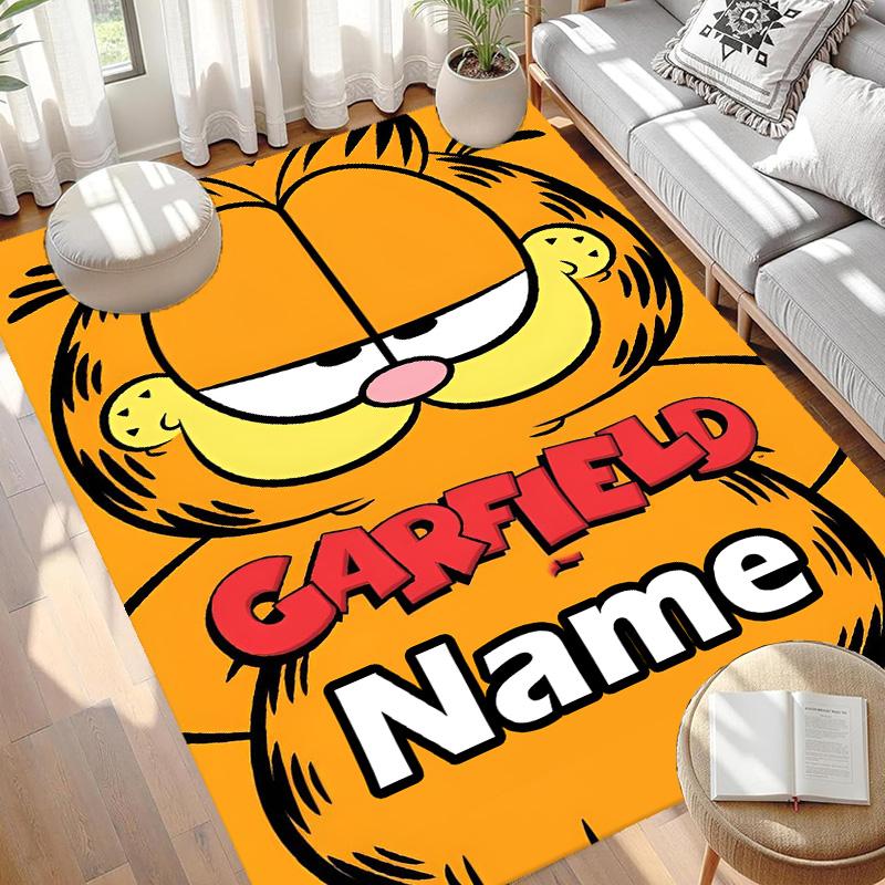 Custom Name Personalized Garfield Print Carpet, Versatile Home Decor Rug, for Playroom, Apartment, Balcony, Entryway, Hallway Gift