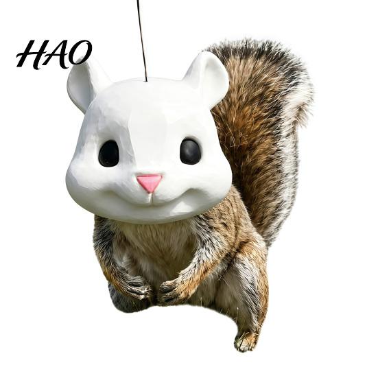 Hanging Nut Dispenser Outdoor Squirrel Feeder with Creative Simulated Head Design Durable 3D Printed Wildlife Feeding Station for Tree Food