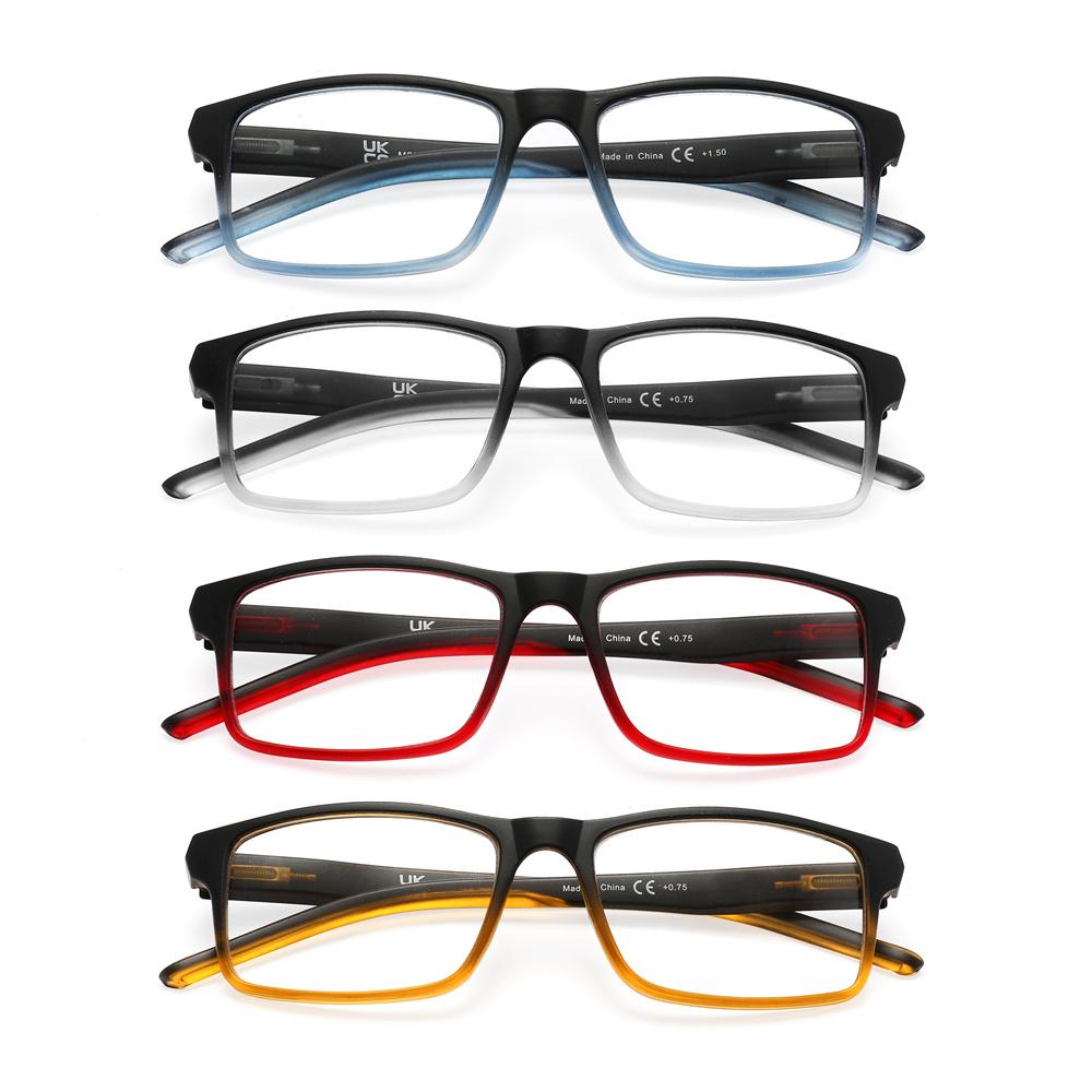 MODFANS 4 Pairs -Reading Glasses Fashion Readers Frame Spring Hinge For Men Women