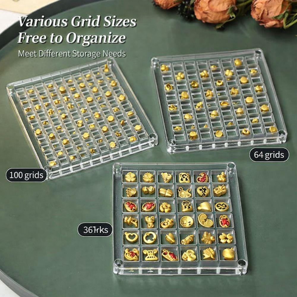36/64/100 Grids Display Box Acrylic Organizer Box New Storage Containers Gems Display