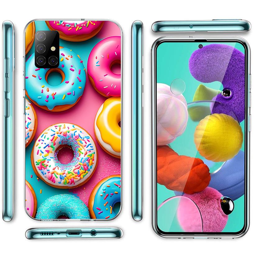 Чехол для телефона Macaron Ice Cream Cake Doughnut для Samsung Galaxy A52 A32 A22 A12 A51 A31 A50S A30S A20S A10S Note 20 Ultra 10 Plus
