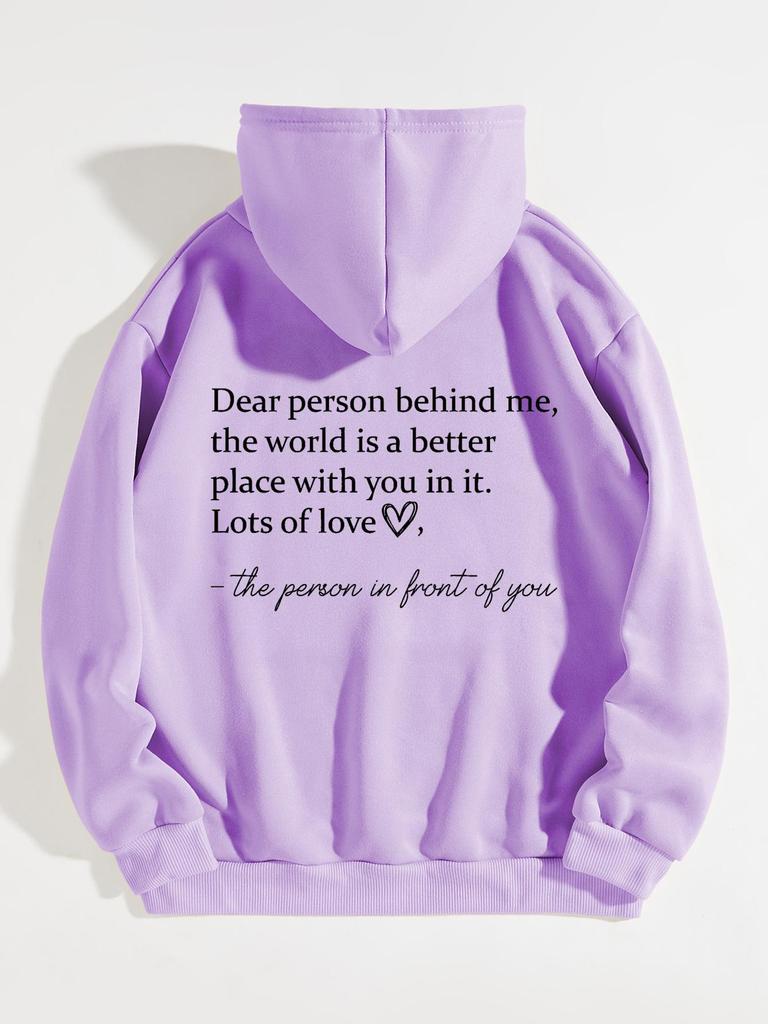 Dear Person Behind Me Letter Print Hoodie - European & American Style Sweatshirt Available