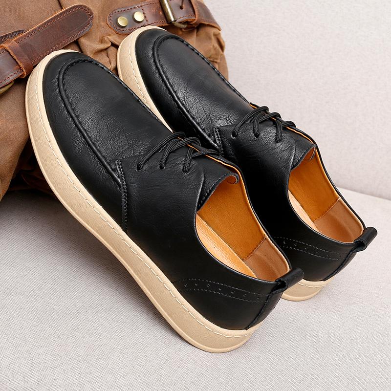 Кожаные повседневные туфли для мужчин в британском стиле на шнуровке Оксфорды Мужские классические деловые туфли Мужские туфли на плоской подошве Zapatos Hombre