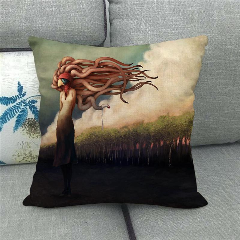 Environmental Protection Advertising Illustrations Digital Printing Short Plush Pillow Covers For Car Sofa Office Cushion Cover