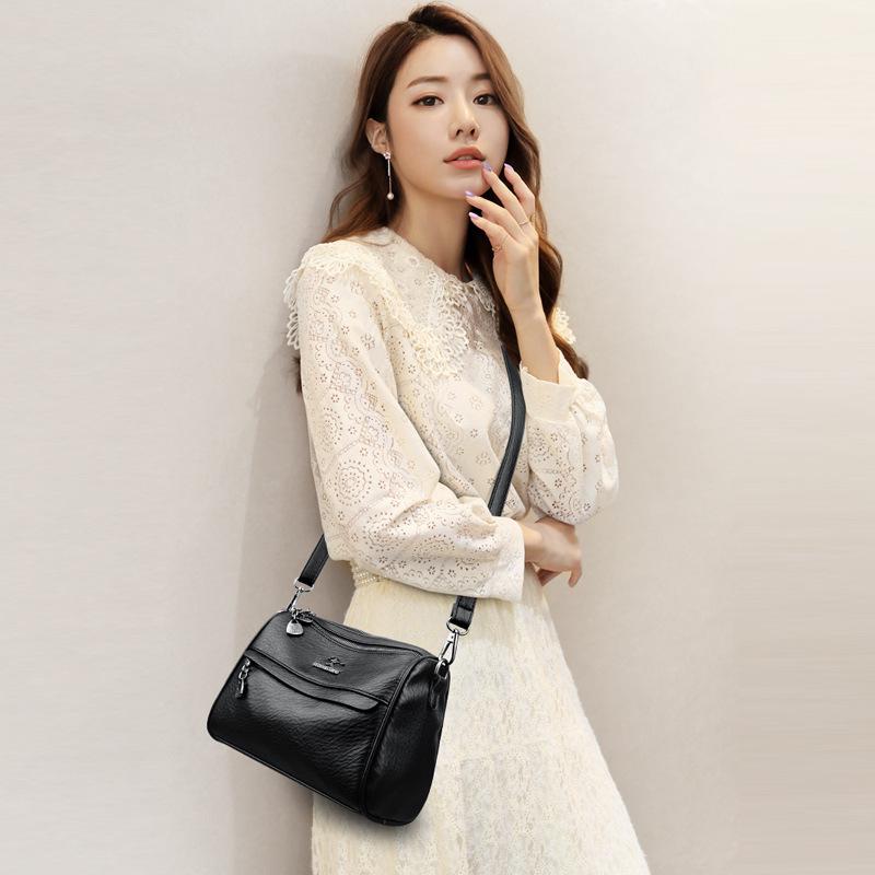 Новая женская сумка большой вместимости из мягкой кожи, простая повседневная сумка-мессенджер на плечо большой вместимости