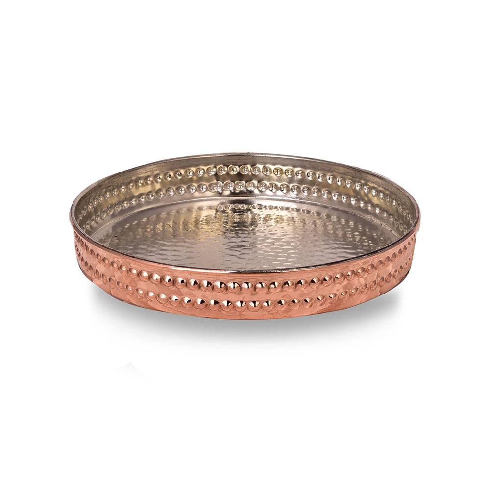 Круглый кованый медный противень, медная сковорода «Султан» диаметром 26 см, эмалированная сковорода ручной работы, противень для запекания, противень из чистой меди, кухонная посуда в подарок жене