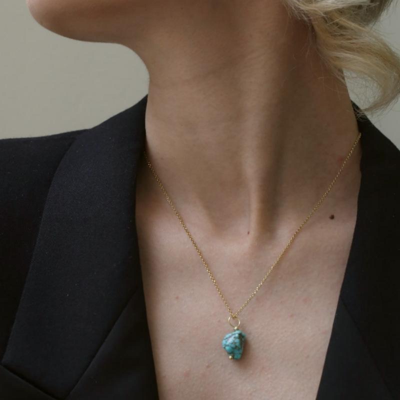 Натуральное бирюзовое ожерелье на ключицу для мужчин и женщин, персонализированное нишевое ожерелье