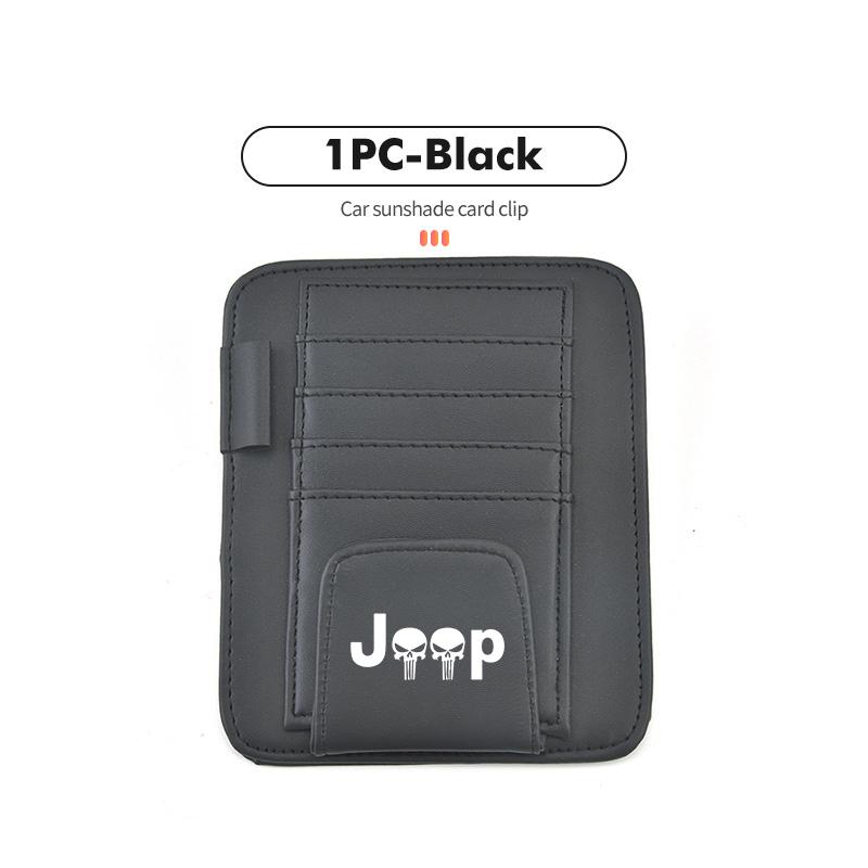 AKI2 Car Sunvisor Storage Clip Multi-Pocket Card Ticket Clip Organizer Interior Accessories For Jeep JK JL JKU TJ YJ CJ Wrangler