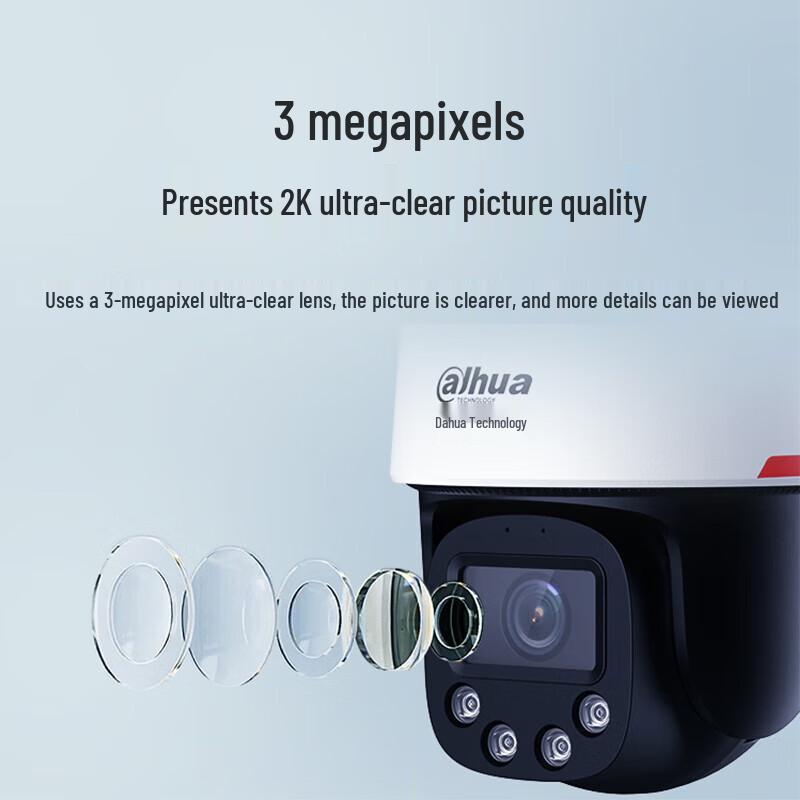 Dahua 3MP 4G PTZ Full-Color Night Vision Outdoor Security Camera, Lifetime Free Data CN plug (adapter included)