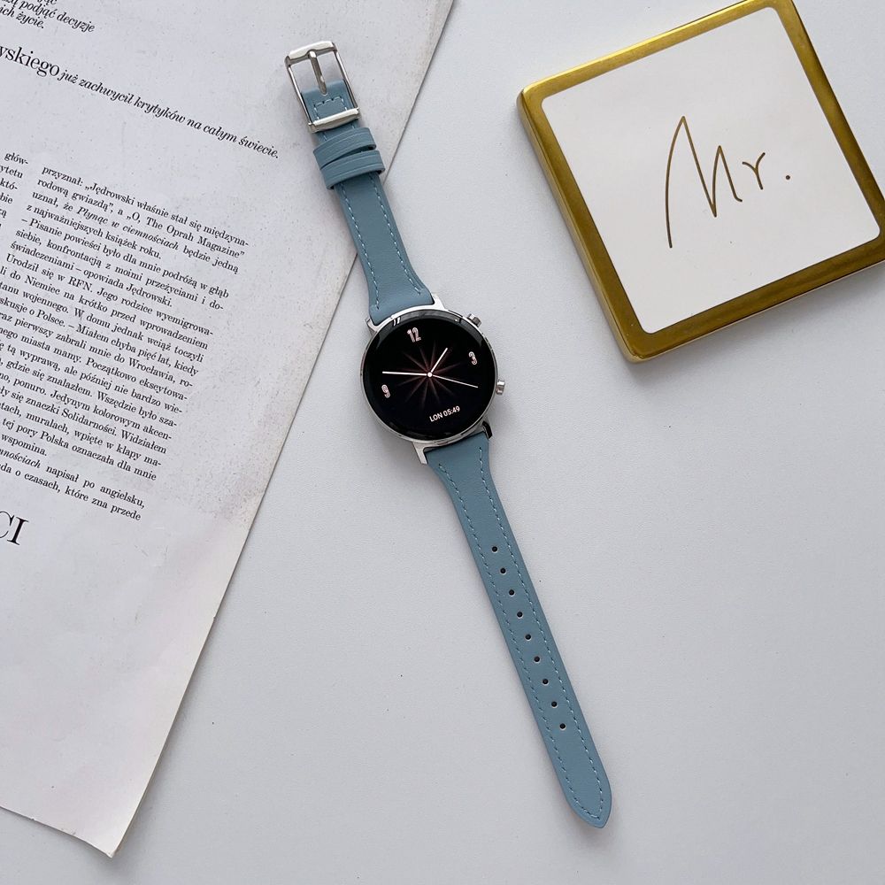 Универсальный ремешок для часов из натуральной кожи 20 мм 22 мм, элегантный удобный прочный ремешок для часов, аксессуар для часов, совместимый с Samsung, Huawei, Amazfit и т. д.