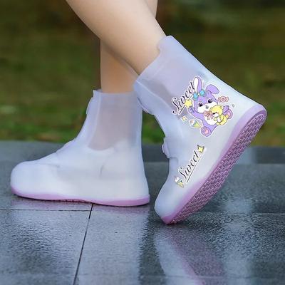 1 комплект Нескользящие Водонепроницаемые Детские Чехлы для Дождевой Обуви, Дизайн Мультяшный Единорог, Молния ПВХ Однотонные Дождевые Галоши