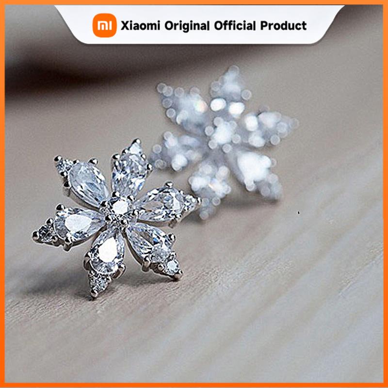 Xiaomi Huitan Bling Bling Crystal CZ Flower Earrings Stud Ear Piercing Romantic Women's Accessories Fancy Birthday Gift Trendy Jewelry