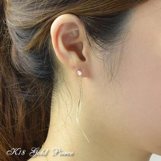 Серьги-листья из американского золота 18 карат, женские серьги-цепочки K18 [Четыре клевера] WomenMa594