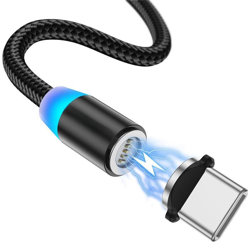 Светодиодный магнитный магнит Магнит для быстрой зарядки Кабель Micro USB Type C для синхронизации данных iPhone