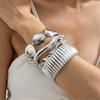 Многослойный геометрический браслет-манжета с открытым концом, набор для женщин, модная бижутерия