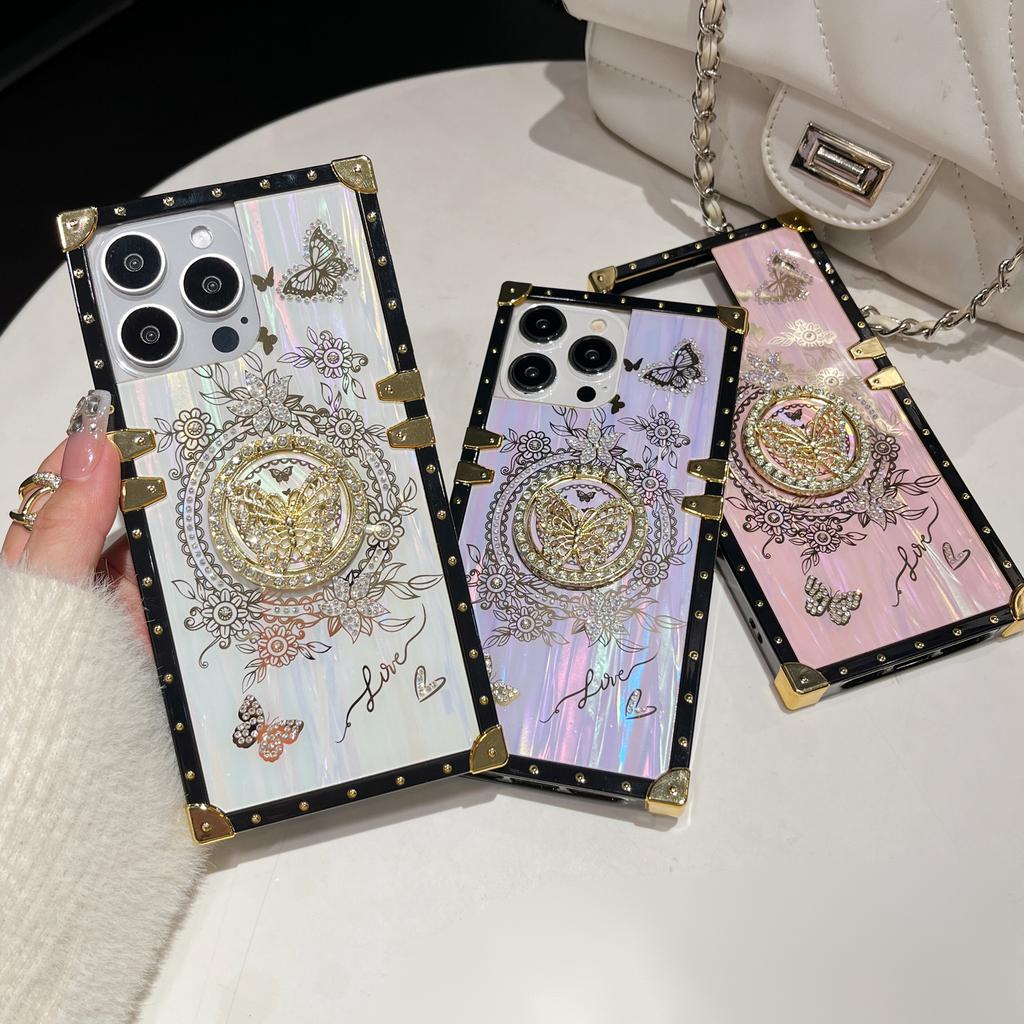 For iPhone 16 Pro Cases Rhinestone Decor Butterfly Pattern TPU+PC Phone Cover