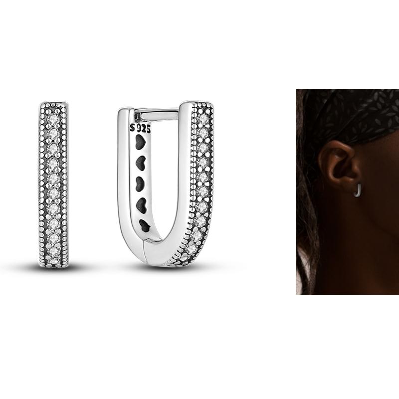 Трендовые новые фиолетовые серьги-кольца в форме буквы U с цирконием серебряного цвета, роскошные серьги для женщин, девушек, женские ювелирные изделия, аксессуары