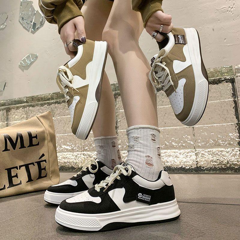 Soft Leather Versatile Little White Shoes Women's 2025 Spring New Board Shoes British Style Flat Bottom Thick Sole Thin Casual Sports Shoes