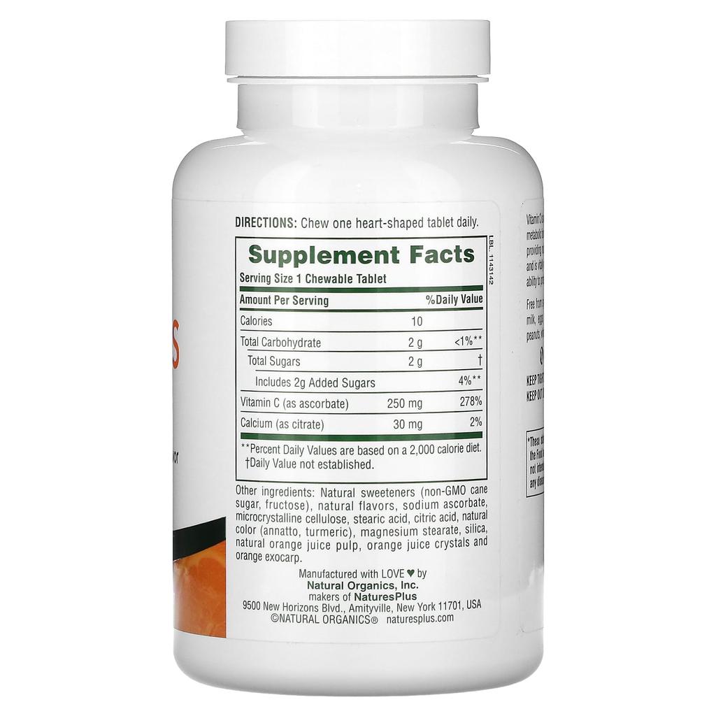 Love Buff, Chewable Buffered Vitamin C, Natural Orange Flavor, 250 Mg, 90 Tablets
