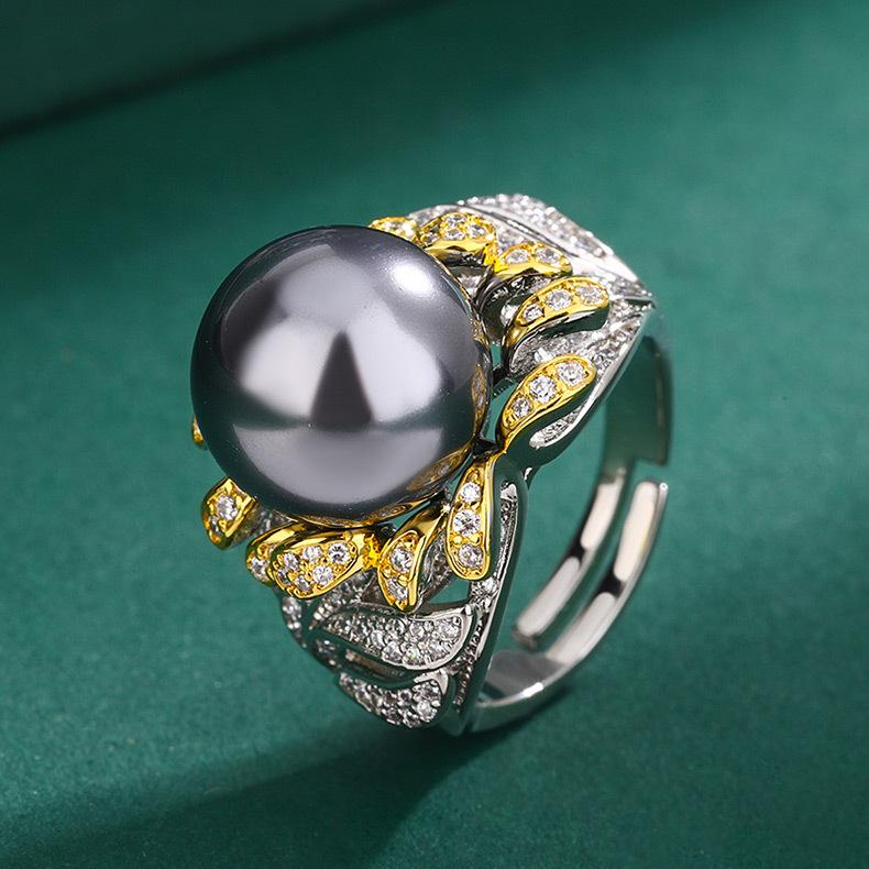 Ювелирное изделие имитация натурального жемчуга кольцо с французским цветком бриллиант белый ракушечный жемчуг кольцо на указательный палец желтое ракушечное бусино кольцо