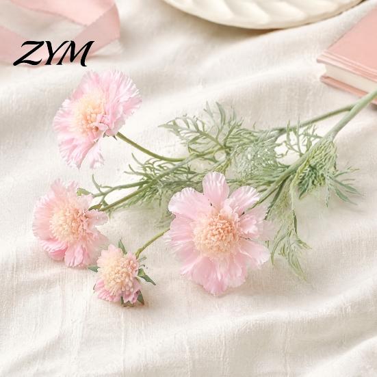 Fake Floral Arrangements for Vases Artificial Scabious Flowers with Bendable Long Stems, Realistic Faux Decorative Table Centerpieces Flower