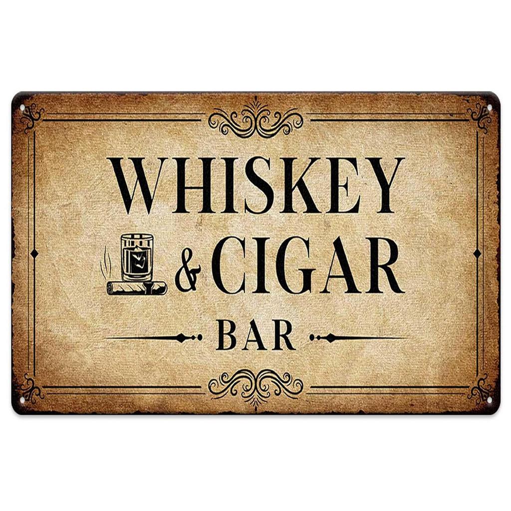 Металлические жестяные знаки, виски, сигарный бар, настенное украшение, табличка, винтажный художественный постер, железная картина для Man Cave, домашнего кафе, садового клуба, бара