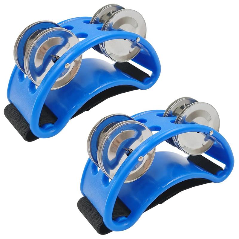 2PC Elliptical Drum Companion Hand Foot Jingle Drum Children Musical Educational Tambourine Percussion Instruments For KTV Party