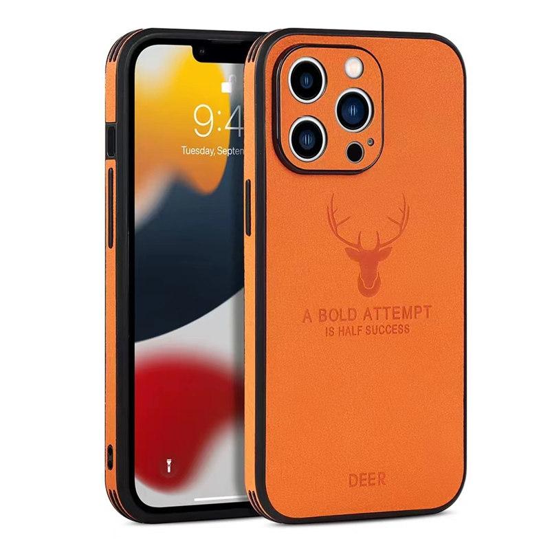 Роскошный чехол для телефона из кожи оленя для iPhone 15 14 13 12 11Pro Max XS XR XS Max 7 8Plus, стеклянный бампер с объективом, противоударный силиконовый чехол