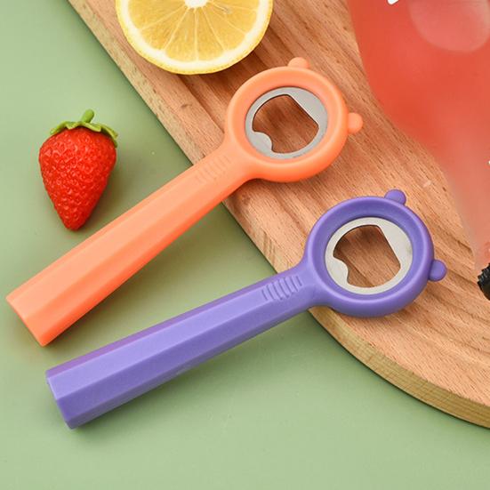Cute Bear Bottle Opener, Stainless Steel Beer Cap Remover with Non Slip Handle, Portable Kitchen Bar Tool for Soda, Gift for Men Women