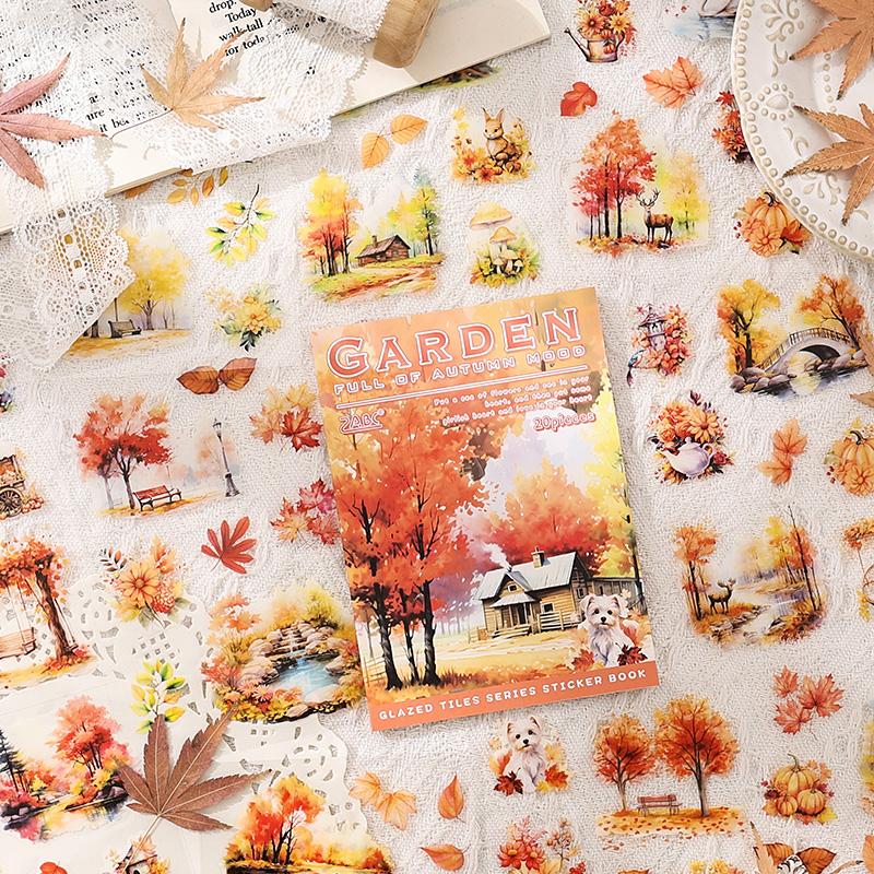 20Sheets PET Flower Fence Theme Retro Sticker Material Stickers Gift Packaging Set Handbooks Background DIY Decoration Book