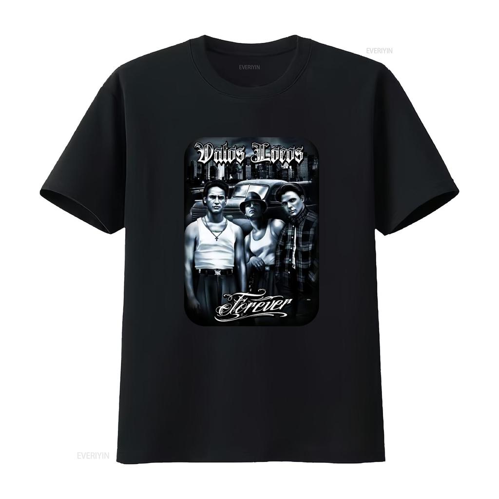 Vatos Locos Навсегда Мужская тяжелая футболка Печать на Shaka Wear Ретро Гангстерский стиль Городская мода винтаж Стиранный homme