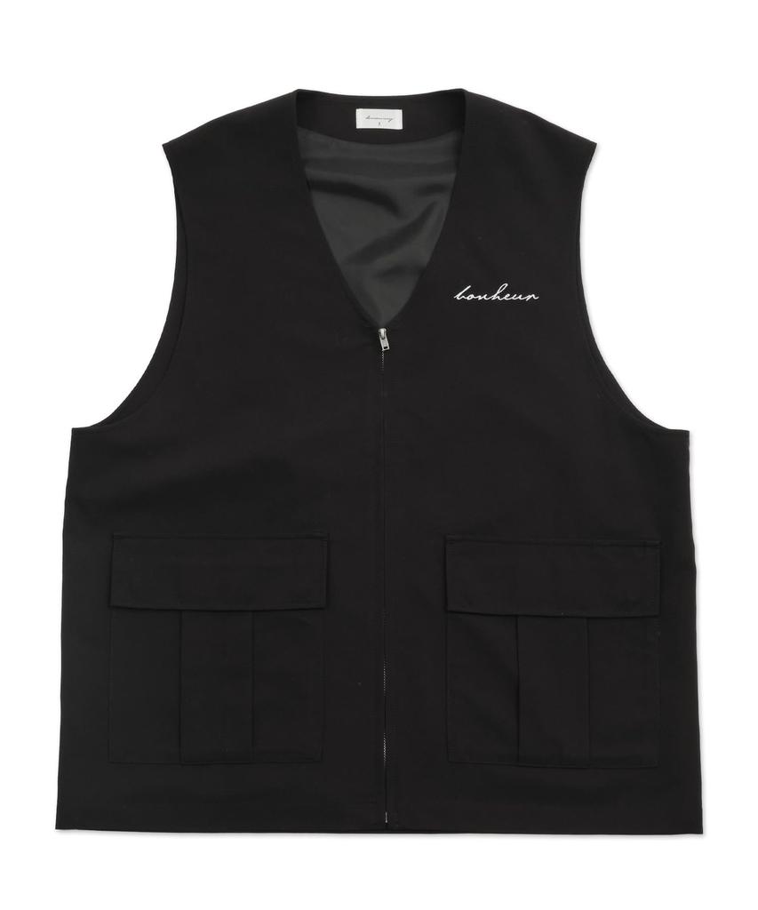 WEGO Tailored Pocket Zipper Size Summer Perfect Gift Men's Vest, F, Black, Outerwear,