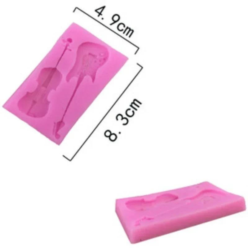 Mini Silicone Molds Violin Guitar Shape Fondant Mold Kitchen Baking Candy Clay Cake Decoration Tools Fashion Accessories Supplie