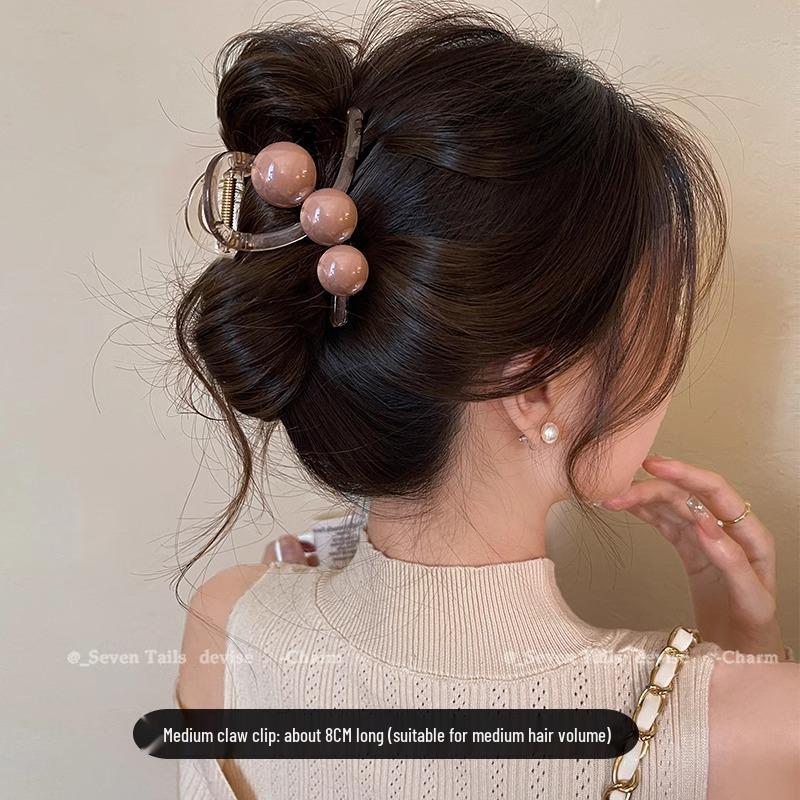 Стильная заколка-краб с жемчугом: Средняя высокая прическа заколка-акула для женщин - Новый 2025 элегантный аксессуар для волос