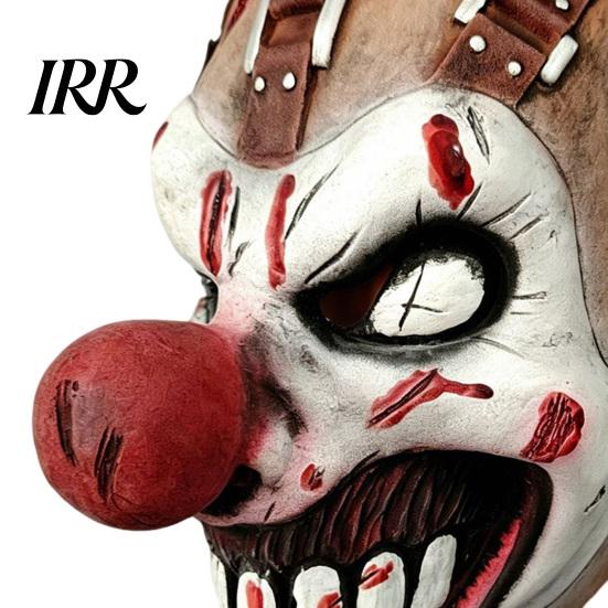 Film Photographing Cosplay Accessories Halloween Clown Mask, Realistic Latex Horror Scary Mask with Creepy Haunted House Costume Red Nose for Parties