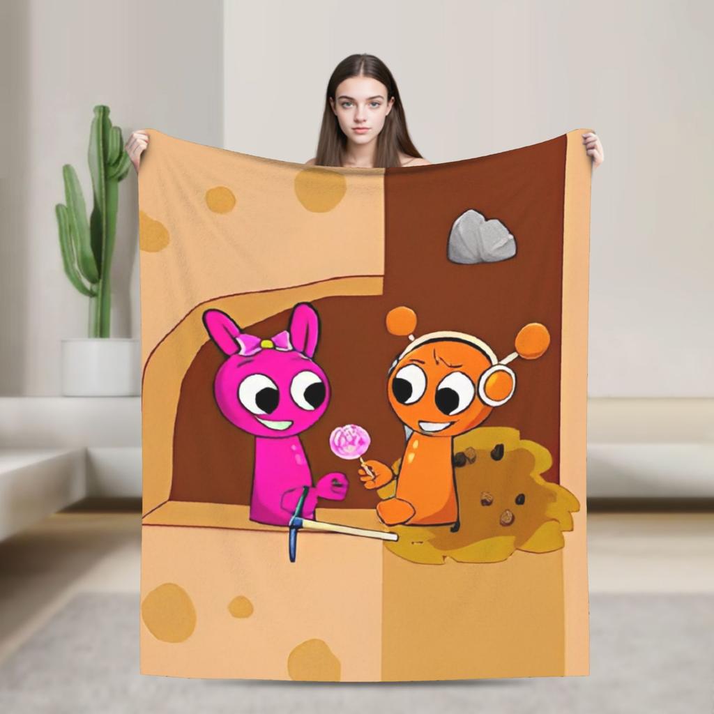 Игровые одеяла Sprunkis Флис Новинка Дышащие пледы для покрытия стула Дивана Всесезонные