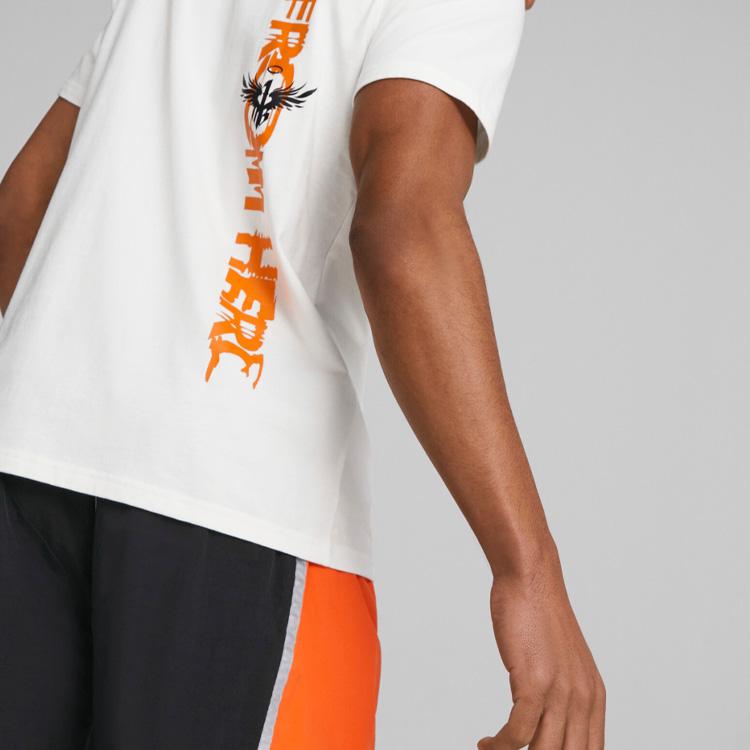 Puma Футболка с логотипом и буквенным принтом LaMelo Ball Basketball Sports Casual с коротким рукавом для мужчин, белая 621714-01