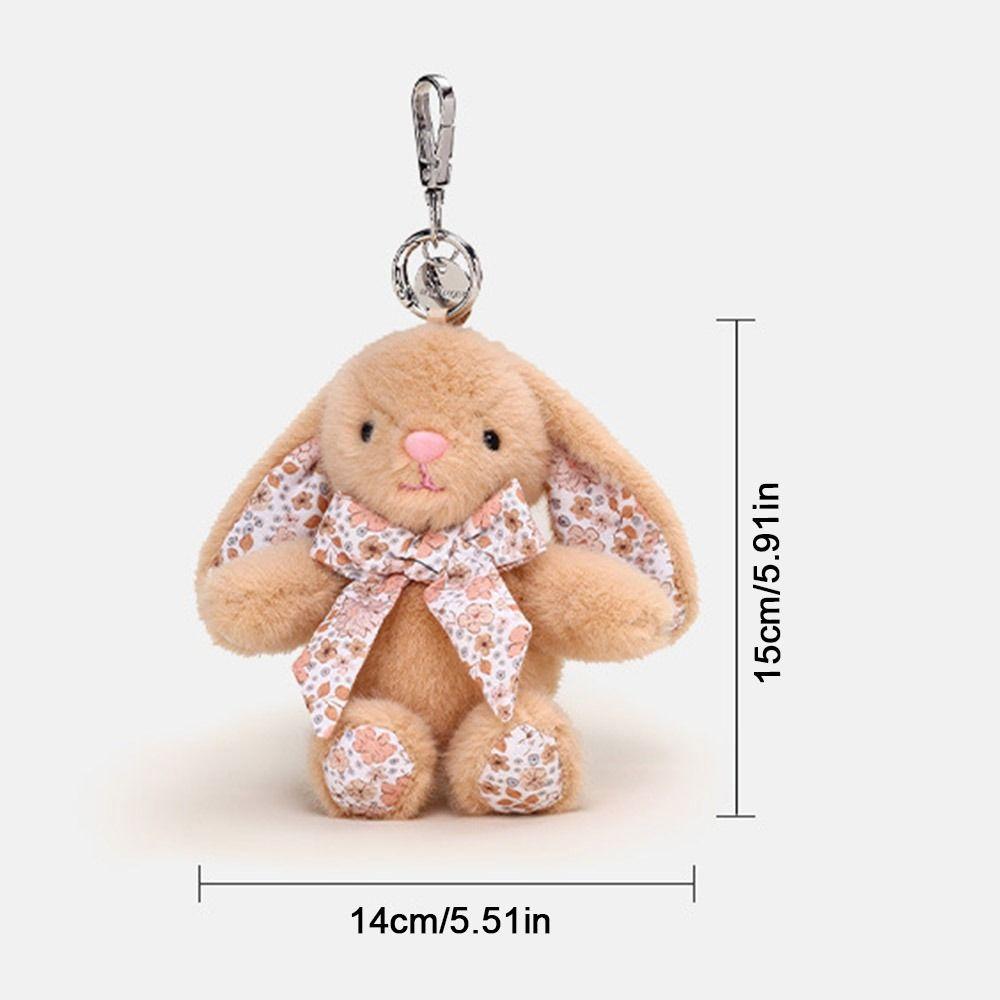 Flower Bowknot Plush Rabbit Keychain Soft Car Key Pendant Bag Hanging Pendant Bag Backpack Decor