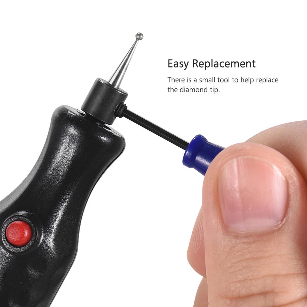 Electric Micro Engraving Pen Mini Engraver Machine Cordless DIY Carve Tools Graver Kit with Extra Diamond Tip Bit Replacement for DIY Jewellery Metal