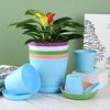 Flower Pot Thickened Wear-Resistant Easily Clean Anti-Scratch Solid Break-resistant Ventilated Bottom Round Planters Candy Color Mini Flowerpot