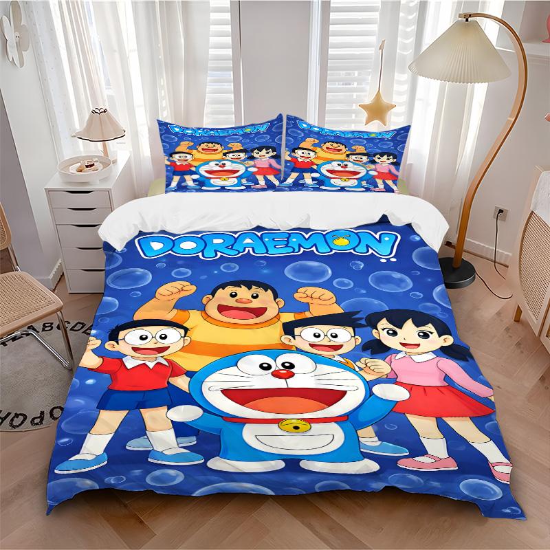 Doraemon Adventure Begins Print 3Pcs Bedding Setduvet Cover With 2 Bedropillowcase Home Birthday Gift