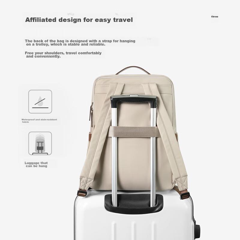 GOLF (GOLF) Women\'s Backpack, 15.6-Inch Laptop Bag, Travel Backpack, School Bag, Business Trip Luggage Bag, Light Pink