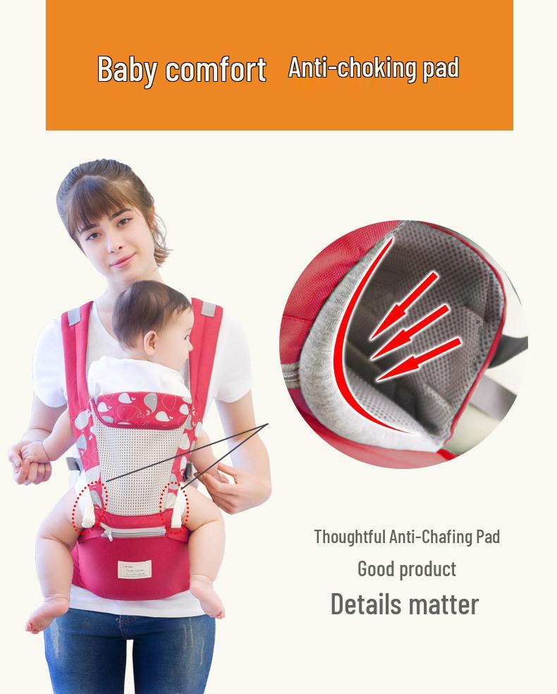 Многофункциональная полностью хлопковая переноска для новорожденных с поясным сиденьем - Дышащая для всех сезонов
