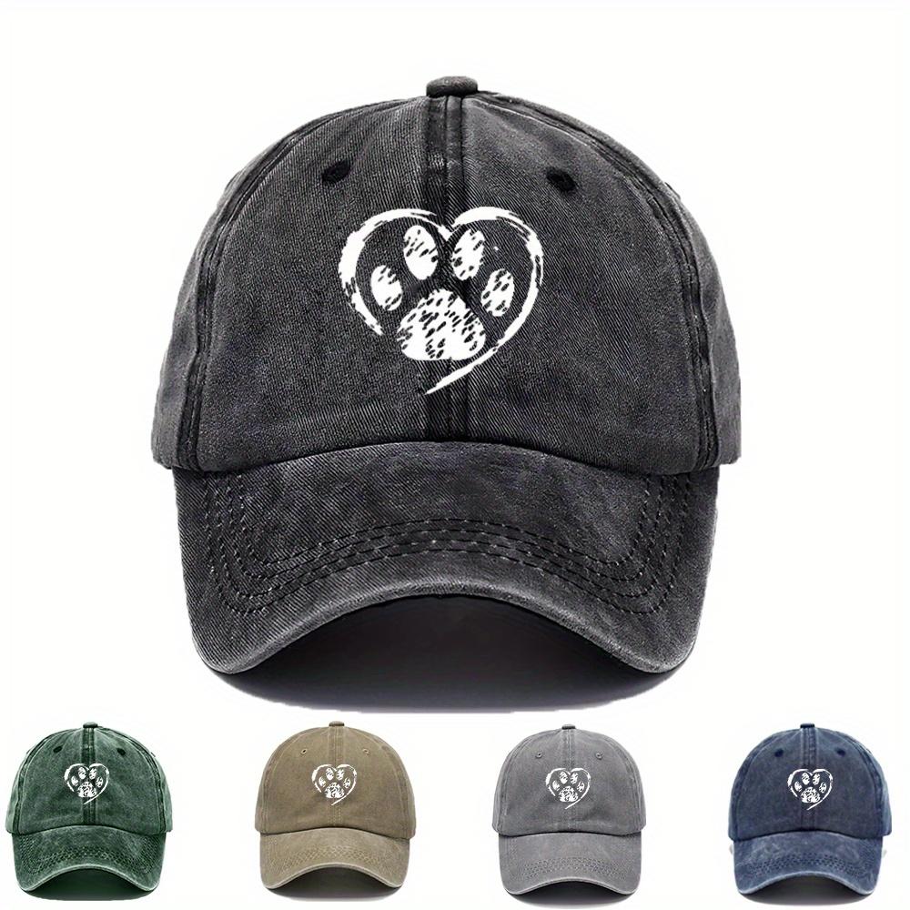 pc VintageInspired Cat Paw Heart Print Baseball Cap Lightweight NonStretch Fabric Adjustable Dad Hat for Daily Outings Sp