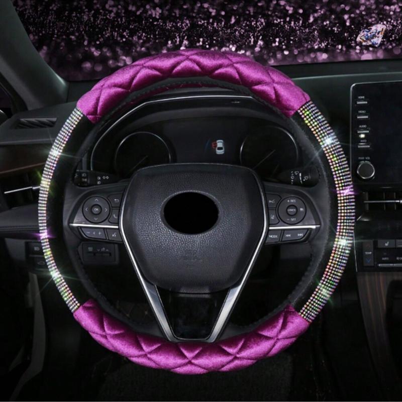 Роскошный ромбовидный бриллиантовый кристалл модный плюшевый чехол на руль автомобиля 38 см универсальные аксессуары для интерьера сохраняют тепло