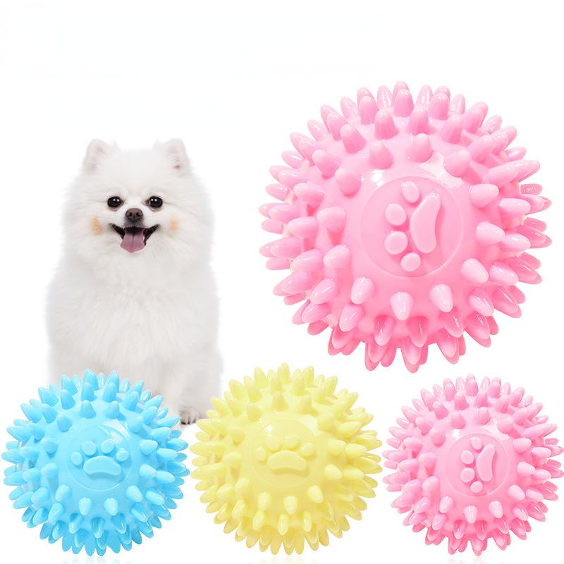 Dog Chew Toys for Cleaning Teeth Pink Soft Rubber Bone Funny Ball Interactive Donut Treat Set for Small Medium Dogs Pet Gifts