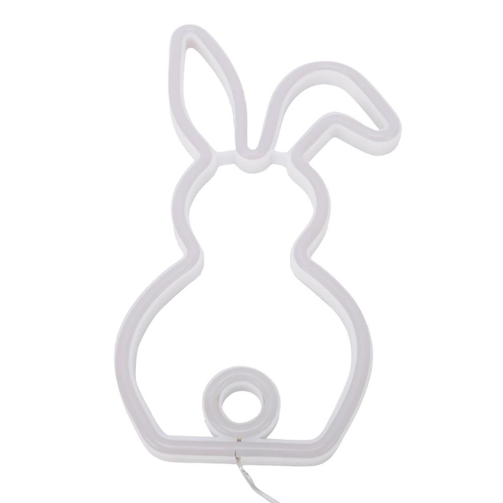 Plastic Bunny Neon Light USB Battery Powered Easter Bunny Sign LED Bunny Night Light  Wedding Party